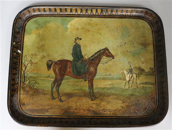 A 19th century equestrian papier mache tray